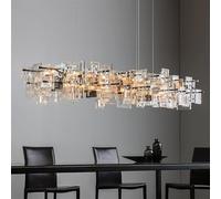 KJHFD Postmodern Luxury Crystal Chandelier Lighting Restaurant Hanging Lights Model House Dining Room Pendant Lamps Home Decor Lamp, Length 80cm Warm White
