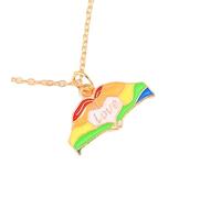 KJHFD Rainbow Necklace For Women And Men, Colorful Rainbow Love Wins Heart Pendant Necklace Support Charm Choker Necklace, Rainbow Bridge Necklace