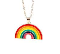 KJHFD Rainbow Necklace For Women And Men, Lovely Summer Beach Rainbow Necklace Colorful LGBT Rainbow Heart Clavicle Necklace, Rainbow Bridge Necklace