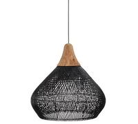 KJHFD Rattan Light Wood Black Wicker Ceiling Hanging Lamp Chandelier Farmhouse Vintage Rustic Cage Dome for Dining Table Kitchen Island Living Room Bedroom/B Style