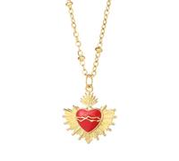 KJHFD Red Heart Pendant Necklace For Women Romantic Woman's Chain Choker Necklace Big Zircon Jewelry - Red Heart Necklace, Heart Necklace, Heart Pendant Necklace