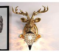 KJHFD Retro Industrial Style Antler Art Personality Creativity Resin Wall Lamp Wealth Deer Head Chandelier Decorative Plum Blossom Carving Lights E27