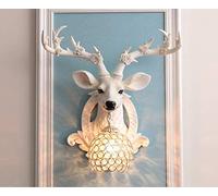 KJHFD Retro Industrial Style Antler Wall Lamp Art Personality Creativity Resin Applique Wealth Deer Head Chandelier Decorative Plum Blossom Carving Lights E27
