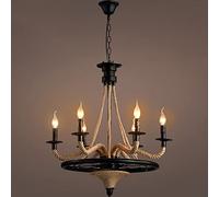KJHFD Round Wagon Wheel 8 Fixture Chandelier Dining Room Light Adjustable Height Hemp Rope Hanging Lamp For Bedrooms Kitchen Island Lighting