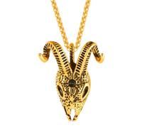 KJHFD Skull Necklace For Men, 925 Sterling Silver Goat Skull Head Pendant, Hip Hop Death Skull Skeleton Pendant Necklace, Memento Mori Necklace, Pirate Medallion