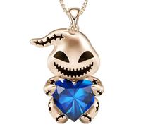 KJHFD Skull Necklace For Men, 925 Sterling Silver Punk Crystal Skull Pendant Love Evil Demon Necklace Heart Hip Hop Punk Bohemian, Memento Mori Necklace, Pirate Medallion