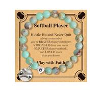 KJHFD Softball Gifts for Women - Natural Stone Initial Bracelet | Softball Gifts Women's Gifts | Women's Softball Gifts Women's Jewelry