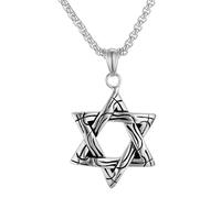 KJHFD Star Of David Necklace For Women And Men, 925 Sterling Silver Star Of David Pendant Hexagram Double Layer Chain, Jewish Star Necklace Women, Star Of David Necklace For Men