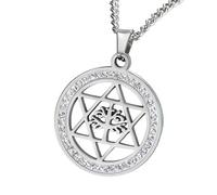 KJHFD Star Of David Necklace For Women And Men, 925 Sterling Silver Zircon Star Of David Necklace Hexagram Round Hollow Pendant, Jewish Star Necklace Women, Star Of David Necklace For Men