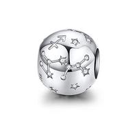KJHFD Star Sign 925 Sterling Silver Bead Charm Fits Bracelets 12 Constellations Charm Compatible with Bracelet,Womens Jewellery Gift with Box