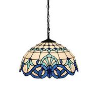 KJHFD Style Pendant Kitchen Island Fixture 12" W pale blue Handmade Stained Glass Rustic Farmhouse Vintage Decor Hanging Lamp for Bedroom Home D,A