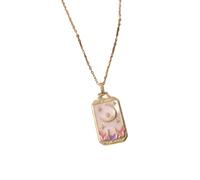 KJHFD Tarot Card Necklace For Women And Girls, Punk Tarot Sun God Star Moon Hand Flame Square Necklace, Pisces Necklace, Taurus Necklace, Celestial Necklace, Pisces Necklace For Women