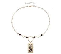 KJHFD Tarot Card Necklace For Women And Girls, Vintage Tarot Card Necklace Sun Lover Star Moon Magician Pendant Sweater Mystic, Pisces Necklace, Taurus Necklace, Celestial Necklace