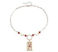KJHFD Tarot Card Necklace For Women And Girls, Vintage Tarot Card Necklace Sun Lover Star Moon Magician Pendant Sweater Mystic, Pisces Necklace, Taurus Necklace, Celestial Necklace