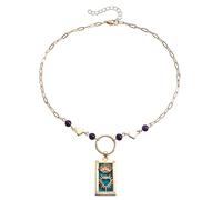 KJHFD Tarot Card Necklace For Women And Girls, Vintage Tarot Card Necklace Sun Lover Star Moon Magician Pendant Sweater Mystic, Pisces Necklace, Taurus Necklace, Celestial Necklace