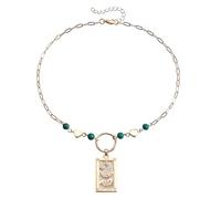KJHFD Tarot Card Necklace For Women And Girls, Vintage Tarot Card Necklace Sun Lover Star Moon Magician Pendant Sweater Mystic, Pisces Necklace, Taurus Necklace, Celestial Necklace