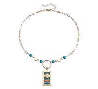 KJHFD Tarot Card Necklace For Women And Girls, Vintage Tarot Card Necklace Sun Lover Star Moon Magician Pendant Sweater Mystic, Pisces Necklace, Taurus Necklace, Celestial Necklace