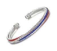 KJHFD USA American Flag Bracelet for Women Mens Rhinestone Vote Charm Red Bangles Decorations Gifts Bracelet Clear Crystal Cuff Bracelet Bangle Lightweight Silver Plated Red Blue White Bracelet for