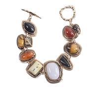 KJHFD Women's Geometric Round Stone Alloy Bracelet Cold Wind Hip Hop Trend Exaggerated Ethnic Temperament Bohemian Jewelry Geometric Metal Stone Bracelet
