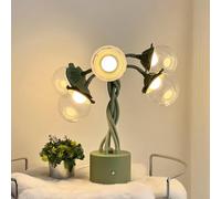 KJHFD Wooden Bedside Lamp Flames Touch Table Adjustable Flexible Gooseneck Reading 3 Mos Color with Spherical Lampshade (Type-c)