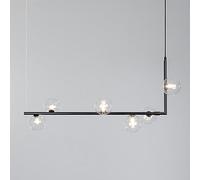 KJHFD WQHPLMD 10 Bubble Clear Glass Dimmable Linear Chandelier Gold Mid Century Ceiling Pendant Light Black Long Strip Hanging Lamp for Dining Table Bedroom Living Room Office