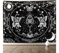 KJHL Skull Tapestry Black and White Skeleton Lovers Tapestries Aesthetic Large Gothic Butterfly Wall Hanging for Bedroom Living Room 59ʺ x 79ʺ