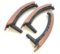 KJHOPY LHD Left Right Interior Door Handle with Leather Cover Assembly Set for BMW X5 X6 E70 E71 E72 2007-2014(Brown)