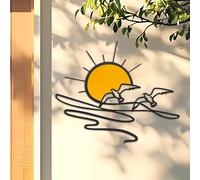 KJHWYXD Metal Wall Art Décor, Abstract Openwork Sun And Seagulls Wall Sculptures Hanging, For Home Decorations, Living Room, Bedroom, Hotel, 40x33cm