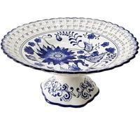 KJHZCE Fruit Tray Chinese Blue and White Porcelain High-Foot Plate (A)(A)
