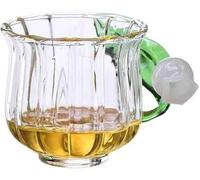 KJHZCE Hand-Blown Glass Cup with Lily-of-the-Valve Handle 135ml Clear Borosilicate Glass Coffee/Tea Cups