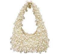 KJHZCE Handmade Pearl Beaded Evening Handbag，Luxe Shoulder Bag Clutch for Women's，Hobo Purse Bags for Cocktail(B)