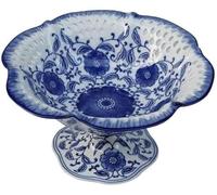 KJHZCE Household Ceramic Dessert Plate Chinese Style High Foot Dessert Fruit Plate Fruit Holder(Small)(Large)