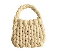 KJHZCE Thick Bulky Giant Wool Handwoven Handbag Chunky Yarn Knit Shoulder Bag(Beige)
