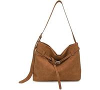 KJHZCE Vegan Hobo Bags Suede Leather Tote Bag Trendy Shoulder with Magnetic Closure Commute Underarm for Women(Brown)
