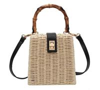 KJHZCE Women Handwoven Straw Woven Crossbody Bag(White)