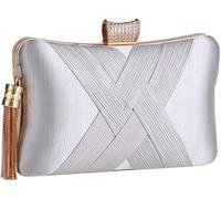 KJHZCE Women's Metal Tassel Crafted Clutch Craft Party Bag Evening Fashion 17.5 * 11.5cm(C)