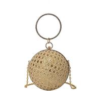 KJHZCE Women's Sequin Glitter Ball Sparkly Diamond Shoulder Bag Vintage Chain Clutch Crossbody Bag Ring Dinner Party Tote Purse(Gold)