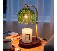 KJIXYUNG Candle Warmer Lamp with Timer & Dimmer - Electric Wax Melter for Scented Candles with 2 Bulbs Ultimate Christmas, Mother's Day, Birthday & Housewarming Gift (Green)
