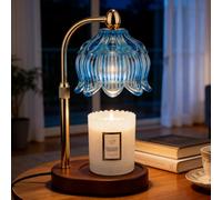 KJIXYUNG Candle Warmer Lamp with Timer & Dimmer - Electric Wax Melter for Scented Candles with 2 Bulbs Ultimate Christmas, Mother's Day, Birthday & Housewarming Gift (Blue)