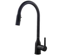 KJJFIPCXP Kitchen Sink Mixer Tap with Pull Down Sprayer,Kitchen Taps Brass Hot and Cold Multifunctional Rotatable Kitchen Faucet Sink Faucet-Black(Nero)