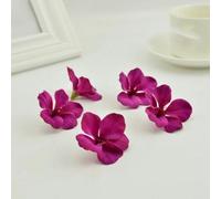 KJJMN 20piece Artificial Flowers Orchid for Home Decoration Accessories Pompon DIY Wreath Needlework Silk Cherry Roses-Deep purple red