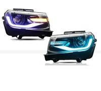 kjjukrhfs For Chevrolet For Camaro 2014 2015 LS SS LT Car Front Projector LED DRL Lights Assembly Car Headlight Components(RGB Style 2pcs)