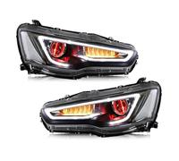 kjjukrhfs For Mitsubishi For Lancer For EVO X 2008-2018 Front DRL Turn Signal Headlamp Assembly Car Headlight Components(With Red Demon)