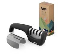 kjøk Premium Manual Knife Sharpener, Knife Sharpener and Scissors Grinder, ABS Housing in Matte Black with Diamond, Ceramic & Tungsten Carbide Rods for Knives, Tools, Scissors and Bread Knives