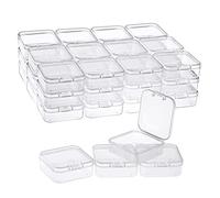KJKVIVH 40 Pack Pack Clear Plastic Beads Storage Containers Box with Hinged Lid for Small Items, Diamond, Beads (2.2X2.2X0.79In)