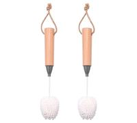 KJKVIVH Wine Glass Cleaning Brush Flute and Stemware Brush Non Scratch Foam Bristle Brush with Wooden Handles 2Pcs