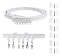 KJLEEN 2.5M/8.2Ft Ceiling Curtain Track Bendable Curtain Rail Track and Fittings for Bay Window, Heavy Duty Flexible Curtain Rail for RV Room Divider Caravan Shower Corner (White, 2.5 Meter)