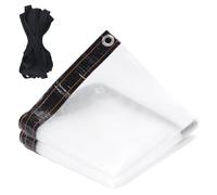 KJLEEN 2M x 2M Clear Tarpaulin Waterproof Heavy Duty Transparent Tarpaulin Sheet Waterproof Tarp Clear Tarp with Eyelets and Rope for Home Garden Outdoor Camping Greenhouse Chicken Rabbit Hutch