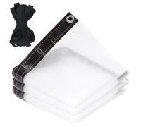 KJLEEN 2M x 3M Clear Tarpaulin Waterproof Heavy Duty Transparent Tarpaulin Clear Sheet Waterproof Cover Tarp with Eyelets and Rope for Home Garden Outdoor Gazebo Greenhouse Chicken Rabbit Hutch