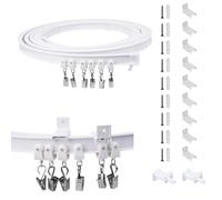 KJLEEN 3 Meter Flexible Curtain Rail Track, Bendable Curtain Track Wall Mounted Heavy Duty Curtain Track and Fittings for Bay Window Room Divider RV Rail Shower Corner (White, 3 Meter)